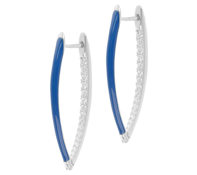 Diamonique 0.55 cttw Enamel Hoop Earrings, Sterling Silver — View 5