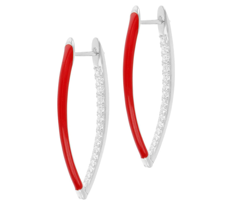 Diamonique 0.55 cttw Enamel Hoop Earrings, Sterling Silver — View 7