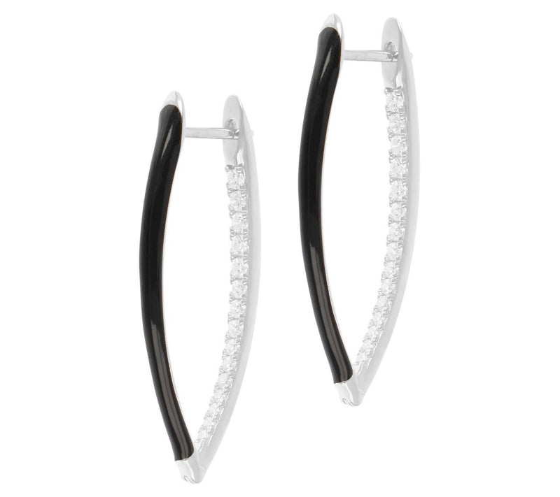 Diamonique 0.55 cttw Enamel Hoop Earrings, Sterling Silver — Main view