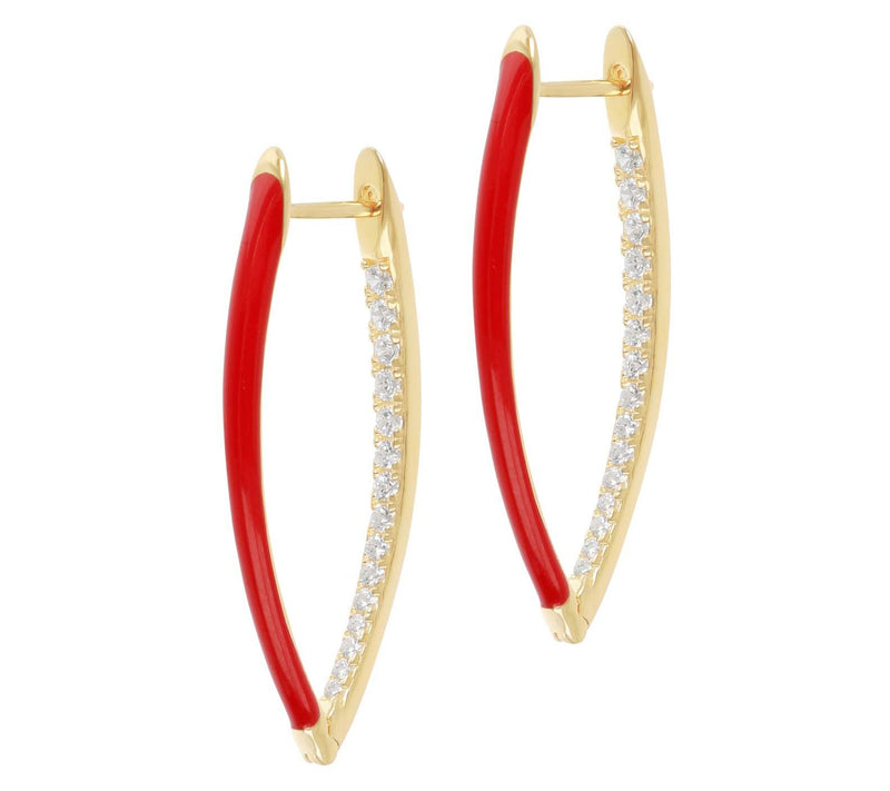 Diamonique 0.55 cttw Enamel Hoop Earrings, 14K Gold Plated — View 7