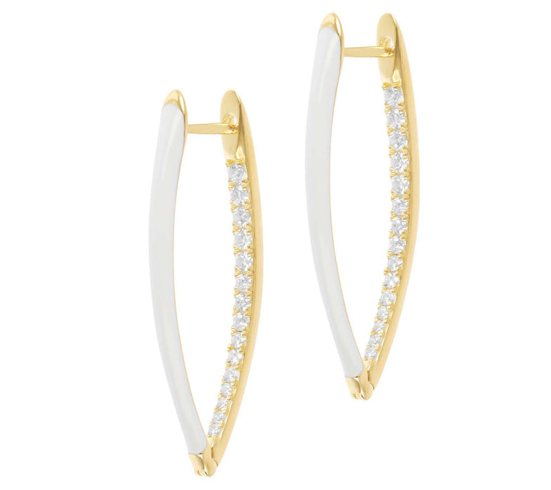 Diamonique 0.55 cttw Enamel Hoop Earrings, 14K Gold Plated — View 9
