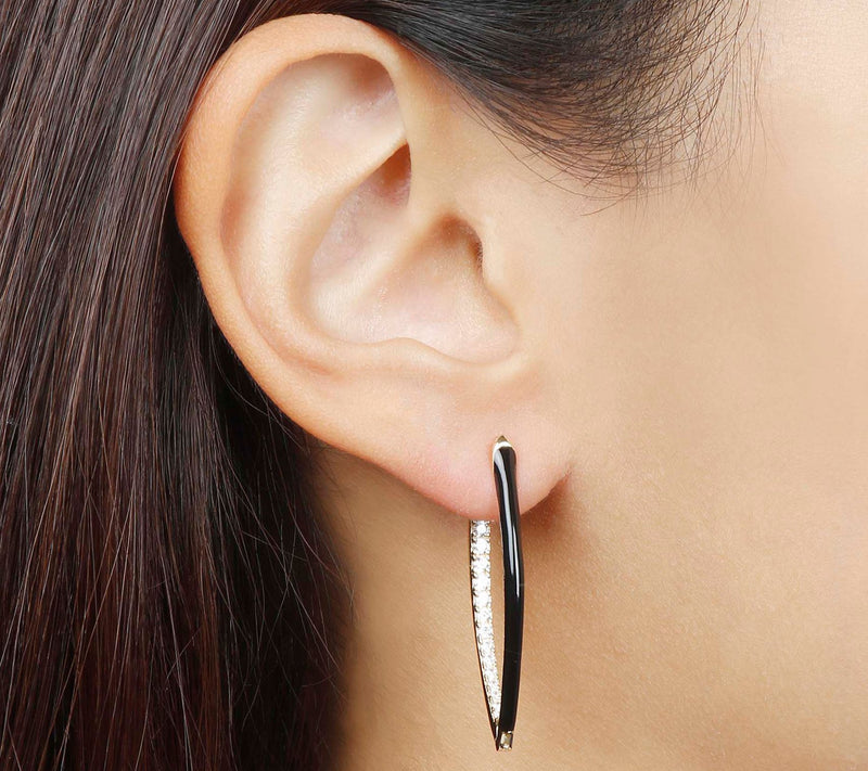 Diamonique 0.55 cttw Enamel Hoop Earrings, 14K Gold Plated — View 11