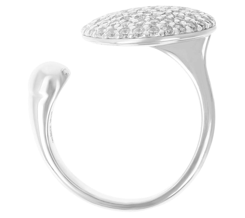 Diamonique 1.00 cttw Pave' Cuff Ring, SterlingSilver — View 7