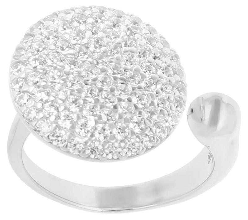 Diamonique 1.00 cttw Pave' Cuff Ring, SterlingSilver — View 5