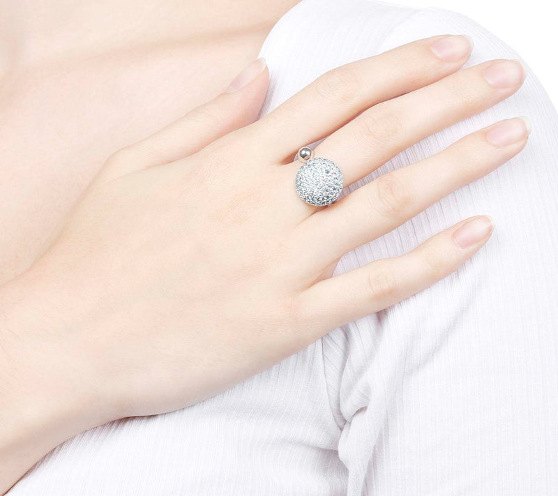 Diamonique 1.00 cttw Pave' Cuff Ring, SterlingSilver — View 8