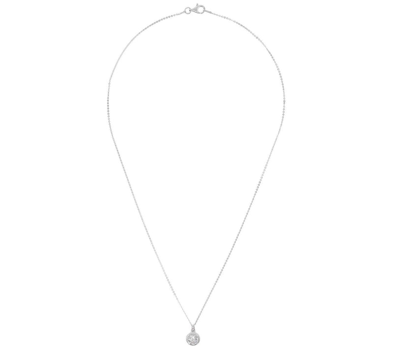 Diamonique 0.90 cttw Solitaire Pendant w/ Chain , Sterling — View 6
