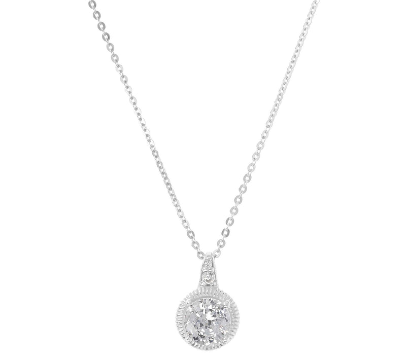 Diamonique 0.90 cttw Solitaire Pendant w/ Chain , Sterling — View 3