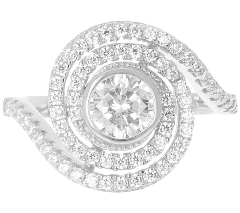 Diamonique 1.50 cttw Swirl Ring, Sterling Silver — View 5
