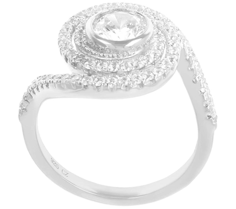 Diamonique 1.50 cttw Swirl Ring, Sterling Silver — View 8
