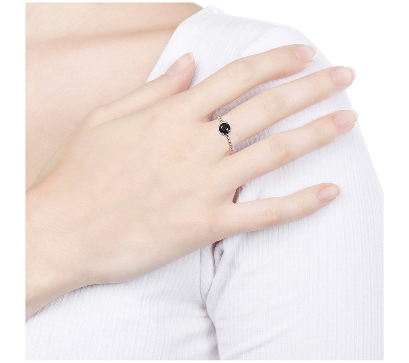 Diamonique 0.90 cttw Solitaire Beaded Band Ring, Sterling — View 8