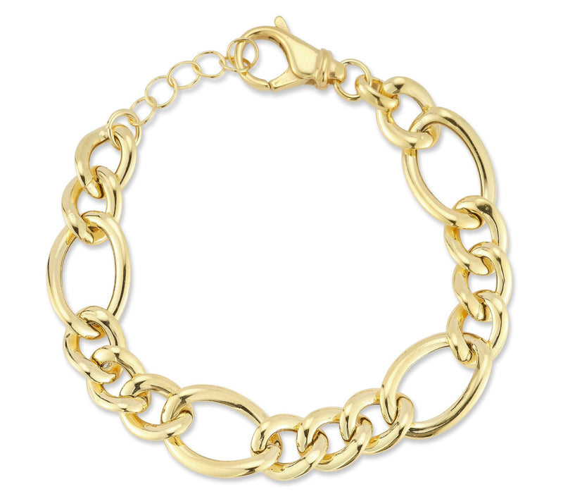 Italian Silver Figaro Link Bracelet, Sterling — View 5