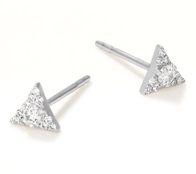 Affinity Diamonds Triangle Stud Earrings, 14K White Gold — Main view