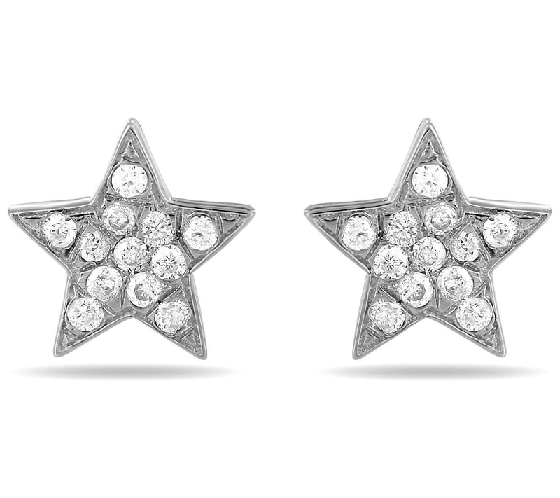 Accents by Affinity Pave Star Stud Earrings, 14K White Gold — View 3