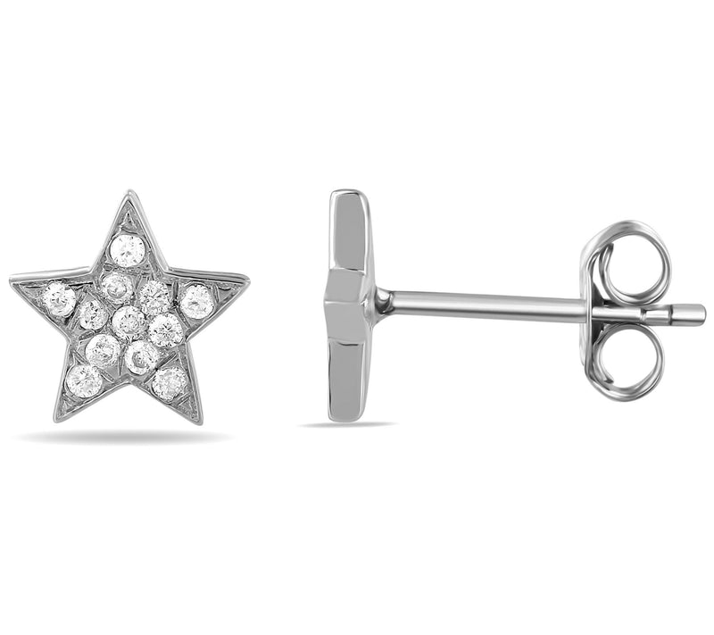 Accents by Affinity Pave Star Stud Earrings, 14K White Gold — View 5