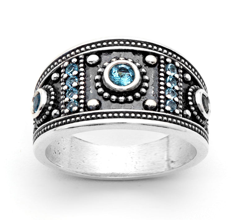 Or Paz, Sterling Silver Textured Gemstone Ring — View 7