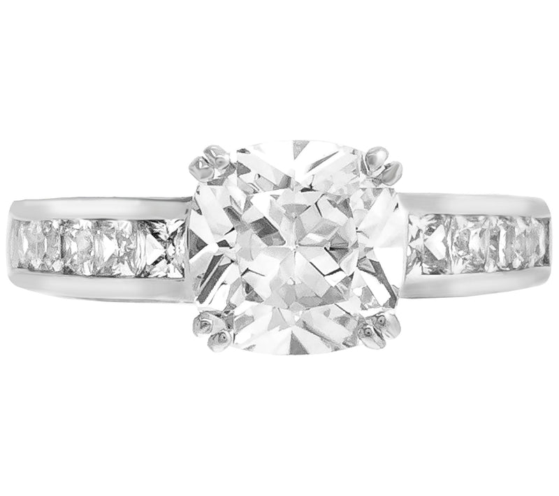 Diamonique 3.30 cttw Cushion Cut Ring, Sterling Silver — View 2