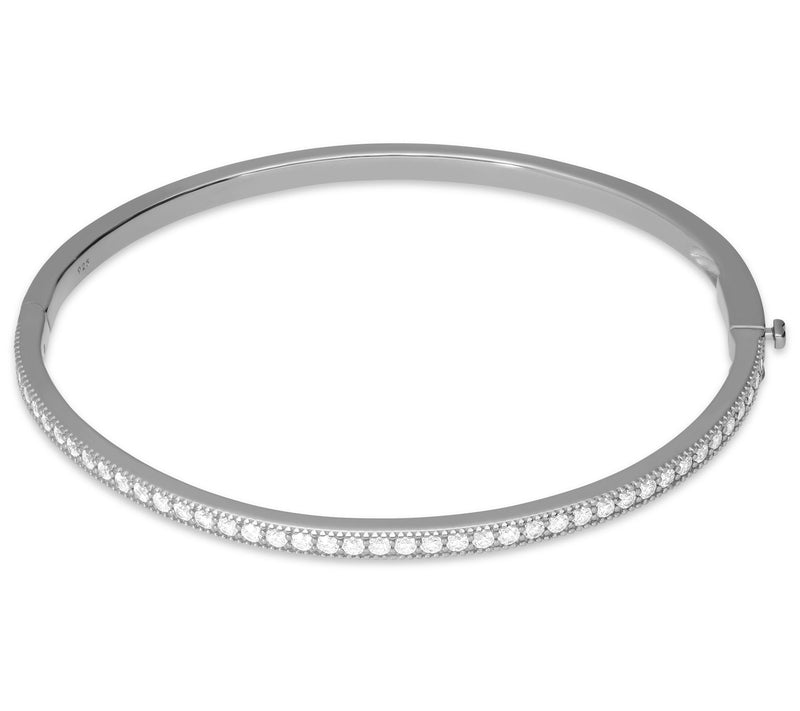 Diamonique 2.70 cttw Hinged Bangle, Sterling Silver — Main view