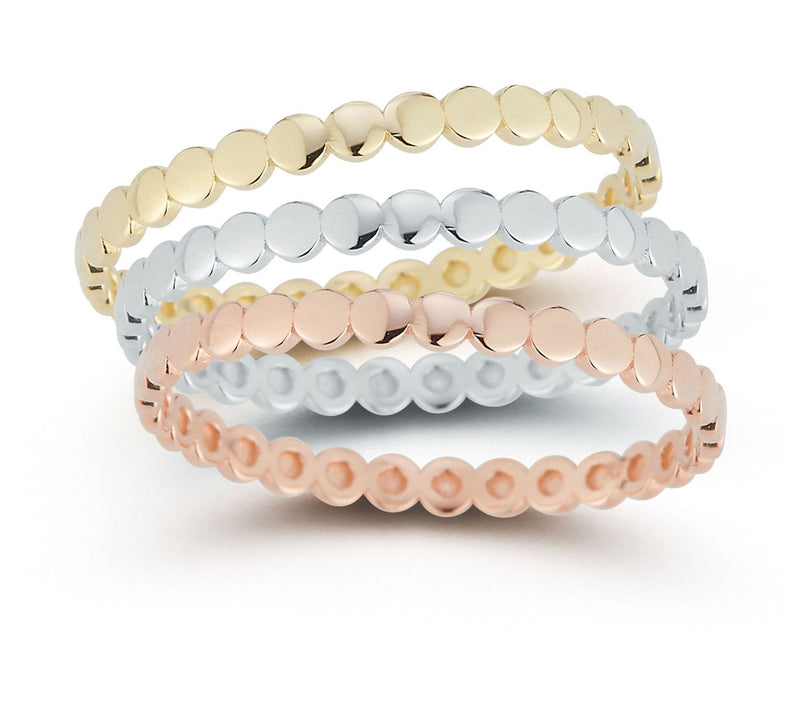 Luminosa Gold Tri-Color Bead Stackable Band Rin gs, 14K — Main view