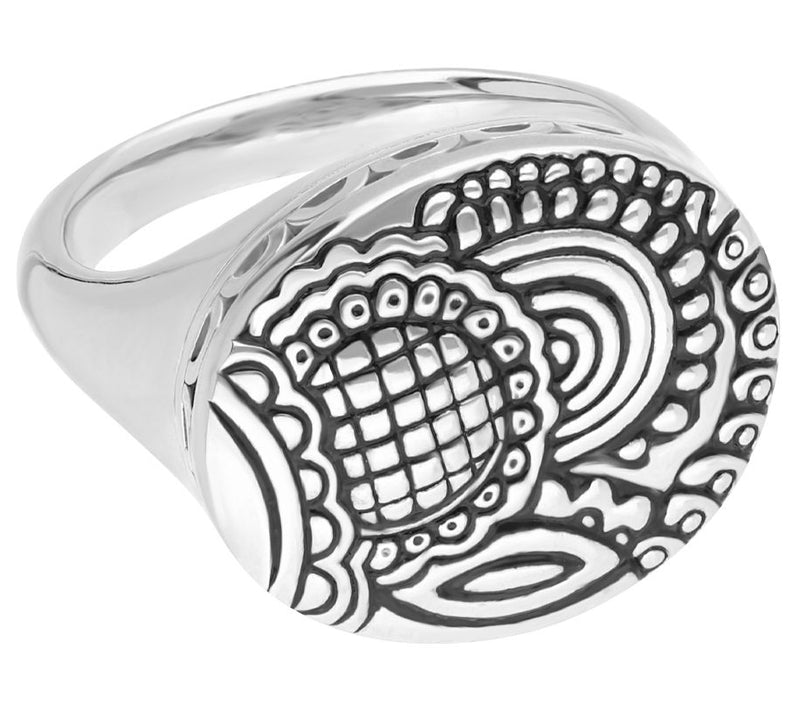 Elyse Ryan Silver Oxidized Carved Ring — Main view