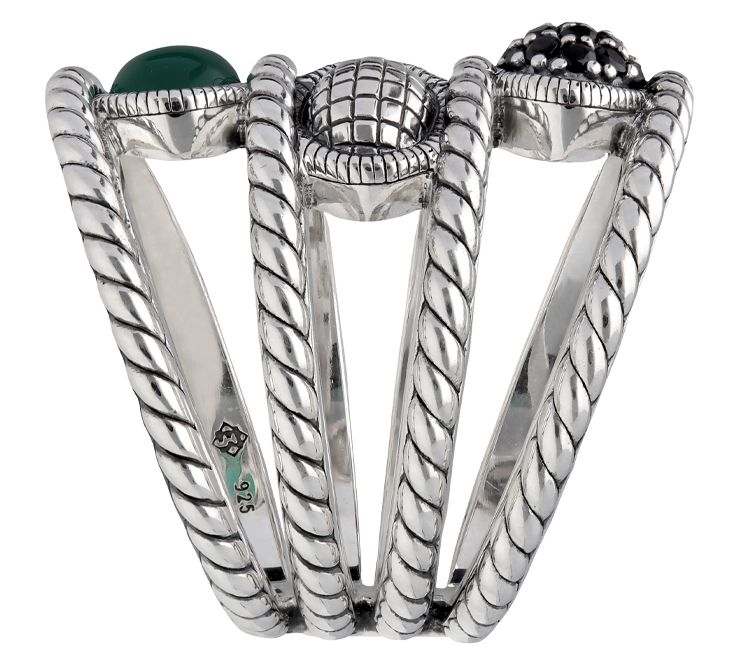 Elyse Ryan Sterling Silver Multigemstone Wide Wrap Ring — View 3