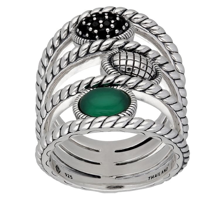 Elyse Ryan Sterling Silver Multigemstone Wide Wrap Ring — Main view
