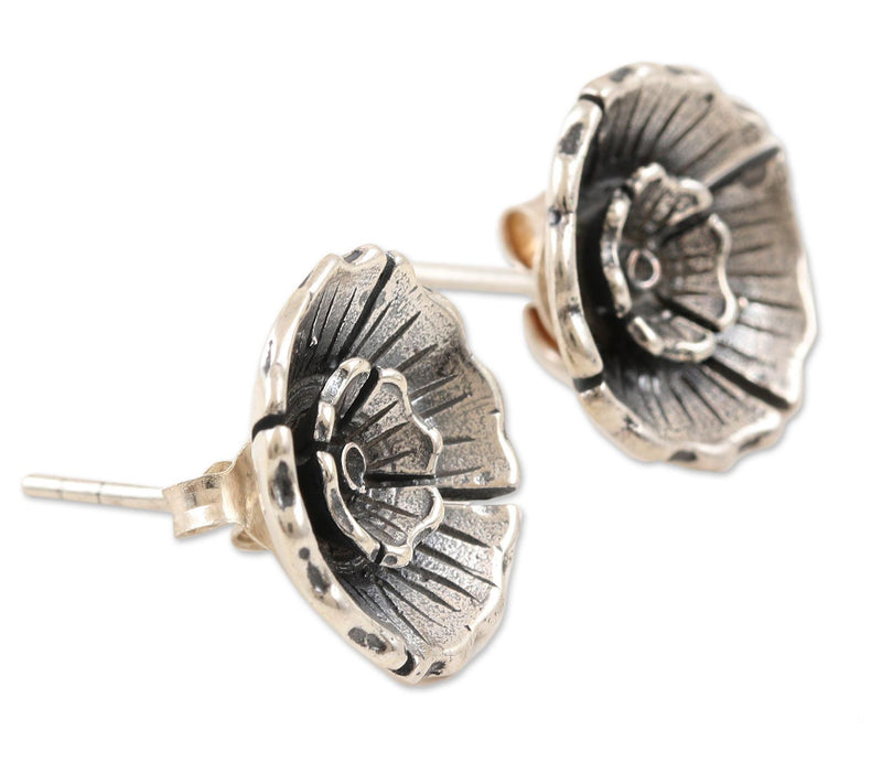 Novica Artisan Crafted Sterling Primrose Button Earrings — View 4