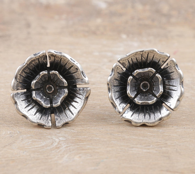 Novica Artisan Crafted Sterling Primrose Button Earrings — View 5