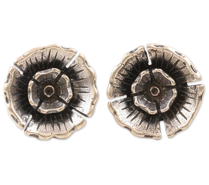Novica Artisan Crafted Sterling Primrose Button Earrings