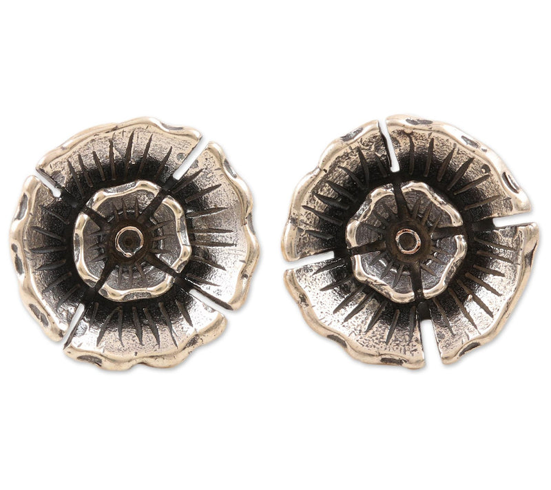 Novica Artisan Crafted Sterling Primrose Button Earrings — Main view