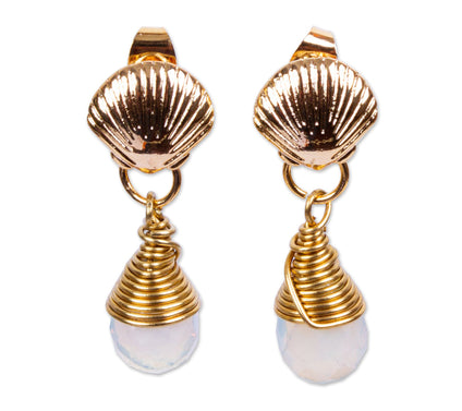 Novica Artisan-Crafted 14K Gold-Plated Moonstone Earrings