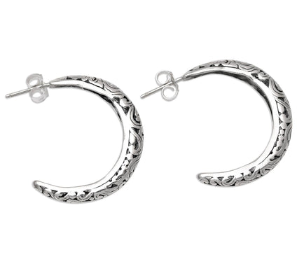 Novica Artisan-Crafted Sterling-Silver Half-Hoop Earrings