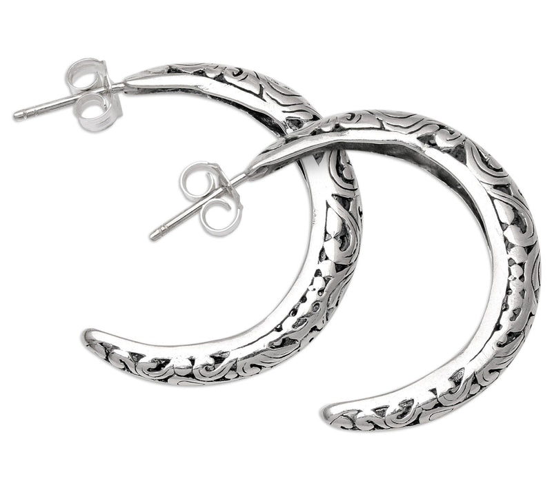 Novica Artisan-Crafted Sterling-Silver Half-Hoop Earrings — View 4