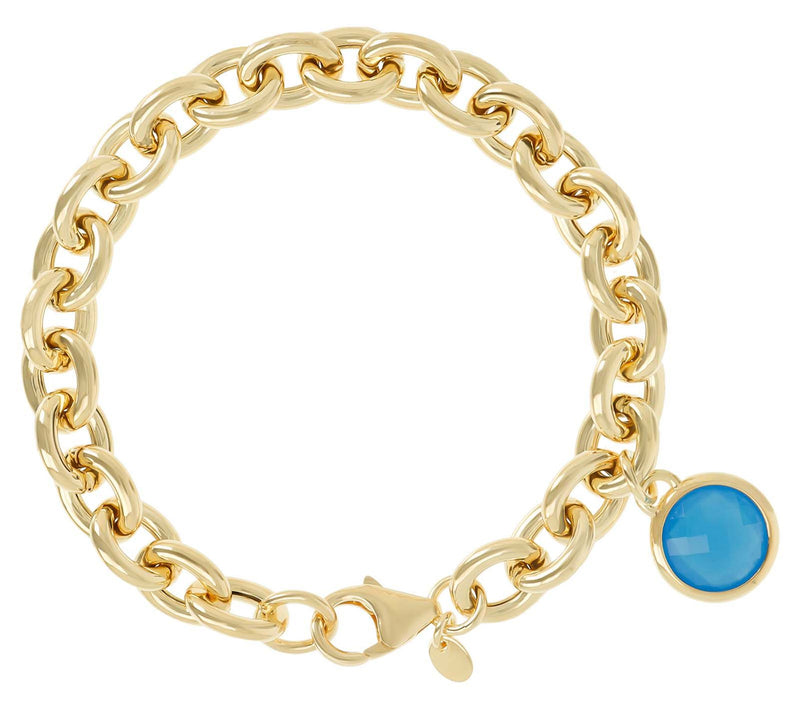 Bronzo Italia Gemstone Charm Rolo Link Bracelet — Main view