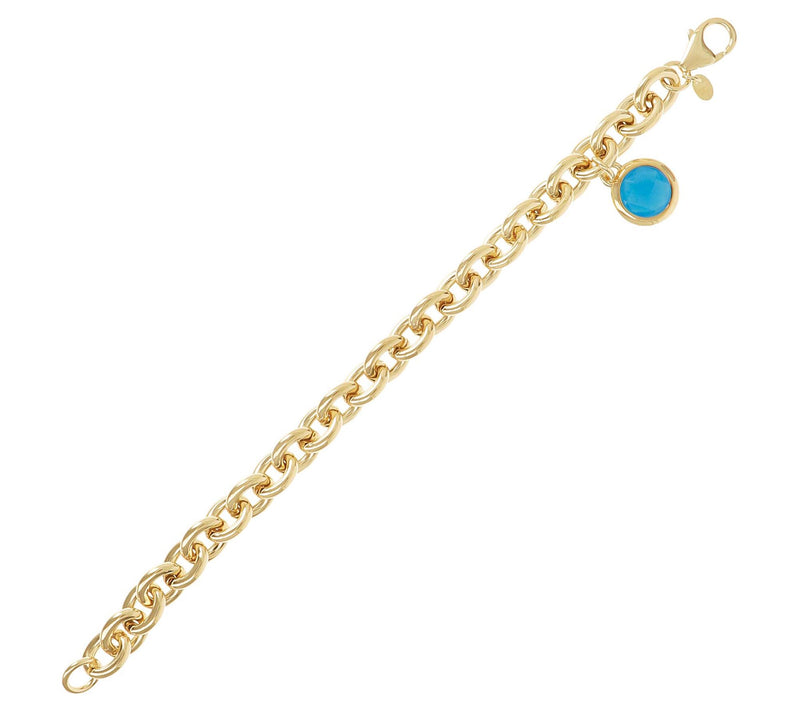 Bronzo Italia Gemstone Charm Rolo Link Bracelet — View 4