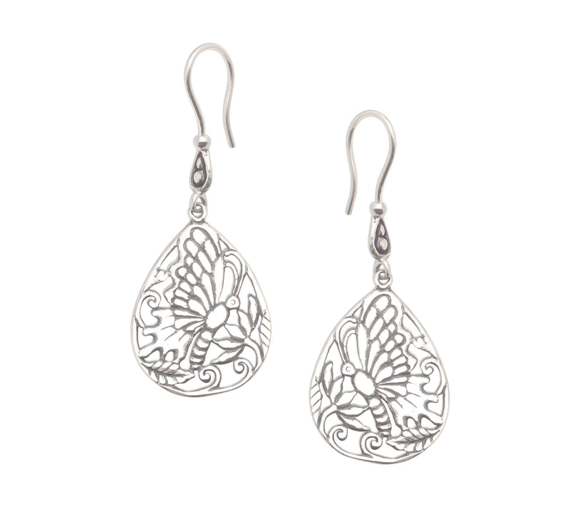 Novica Artisan Crafted Sterling Butterfly Breeze Earrings — View 3
