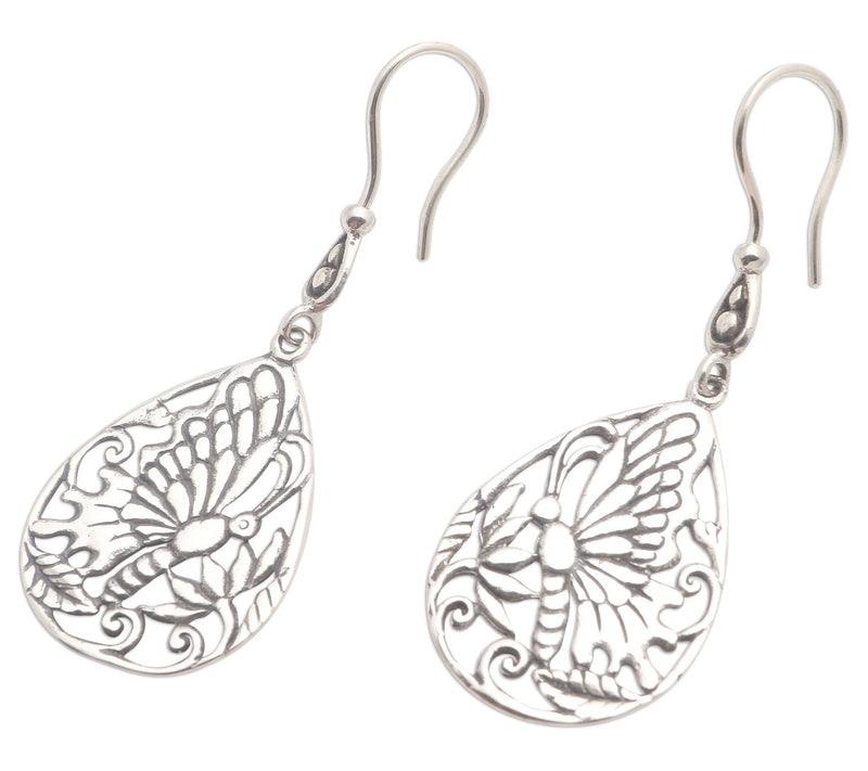 Novica Artisan Crafted Sterling Butterfly Breeze Earrings — View 6
