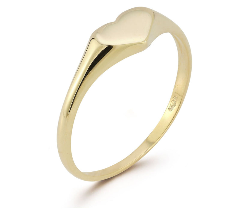 Italian Gold Heart Signet Ring, 14K — View 4