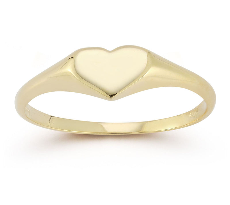Italian Gold Heart Signet Ring, 14K — View 3