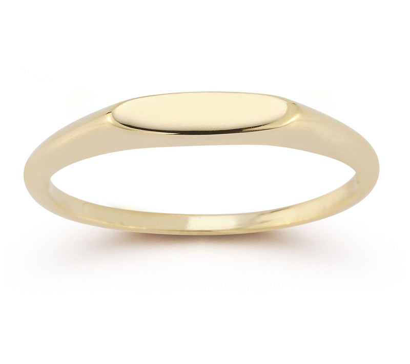 Italian Gold Oval Signet Ring, 14K — View 3