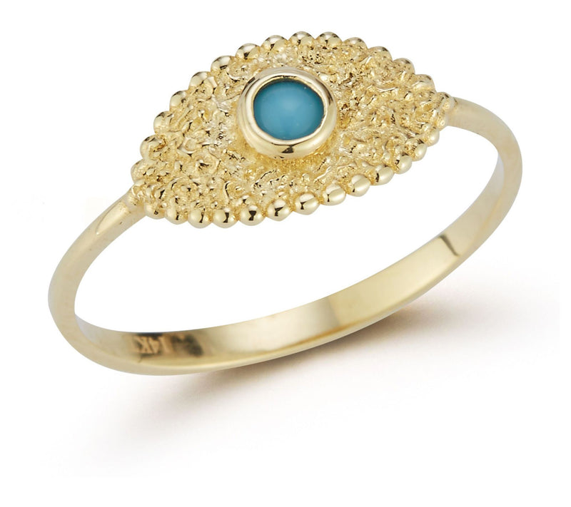 Luminosa Gold Turquoise Evil Eye Ring, 14K — View 3