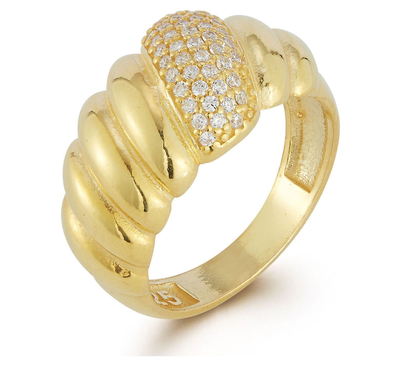 Sterlina Silver Pave Dome Croissant Ring, Sterlng — View 9