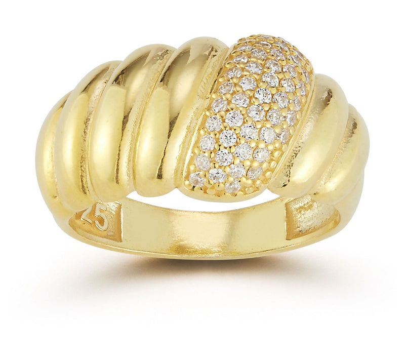Sterlina Silver Pave Dome Croissant Ring, Sterlng — Main view
