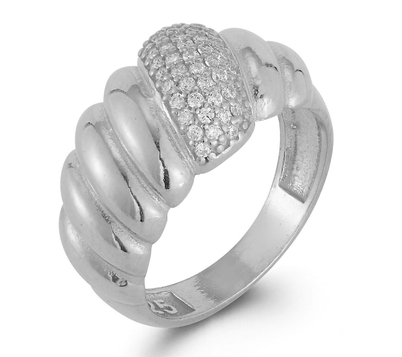 Sterlina Silver Pave Dome Croissant Ring, Sterlng — View 3