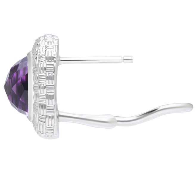 Ariva Sterling Silver Basket Weave Gemstone Button Earrings — View 7