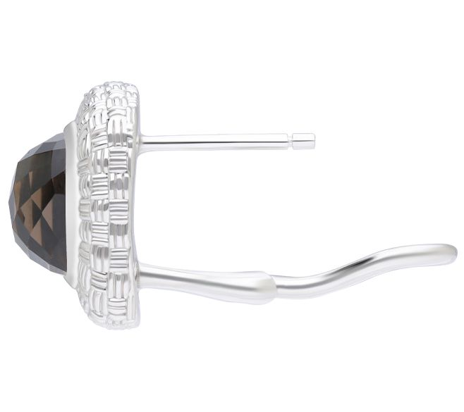 Ariva Sterling Silver Baske Weave Smoky Quartz Earrings — View 5