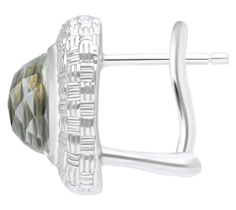 Ariva Sterling Silver Basketweave Mint Quartz Earrings — View 4