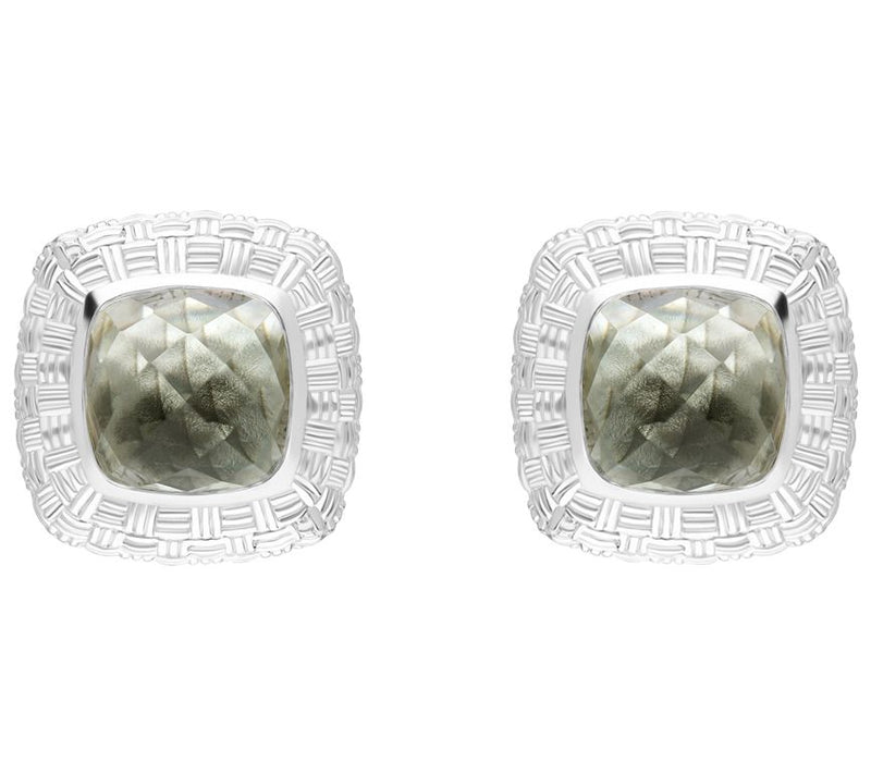 Ariva Sterling Silver Basketweave Mint Quartz Earrings — View 3