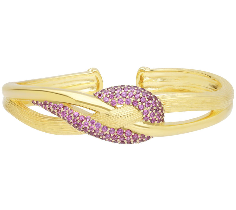 Ariva 18K Gold-Clad Rhodolite Pave-Set Swirl Cuff — Main view