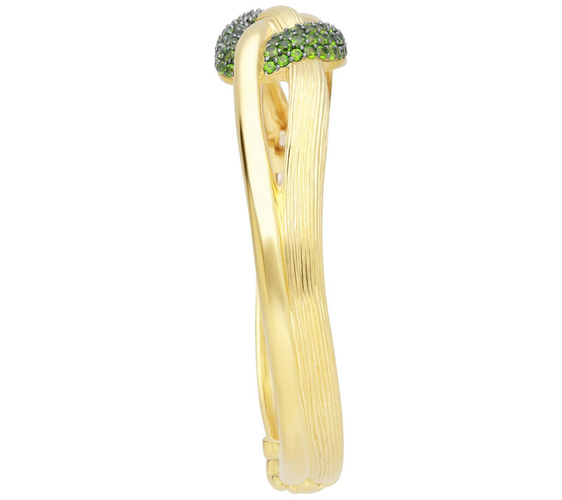 Ariva 18K Gold-Clad Chrome Diopside Pave-Set Swirl Cuff — View 2