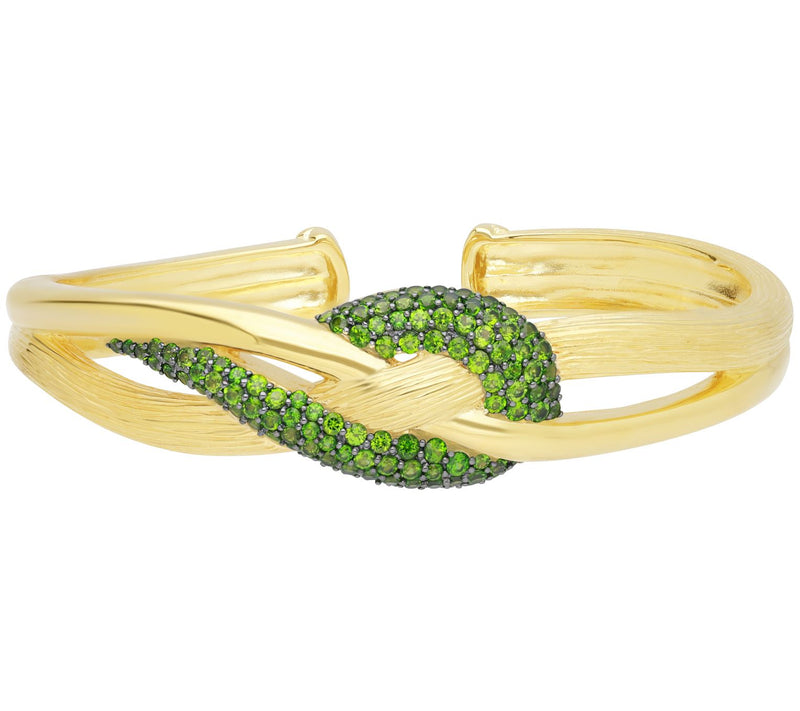 Ariva 18K Gold-Clad Chrome Diopside Pave-Set Swirl Cuff — Main view